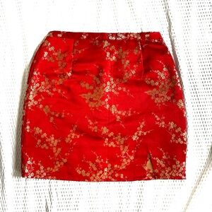 Brandy Melville Red Satin Tight Mini Skirt